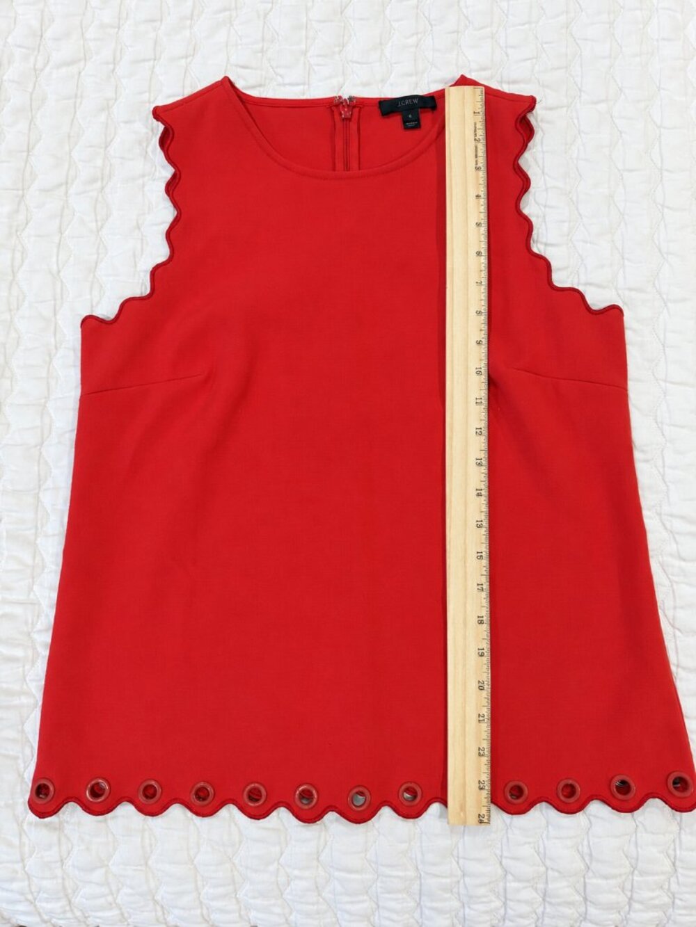 J.Crew Red Scalloped Sleeveless Top – Size 6 - Picture 2 of 6